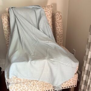 Elegant soft blue Pashmina with Fringe